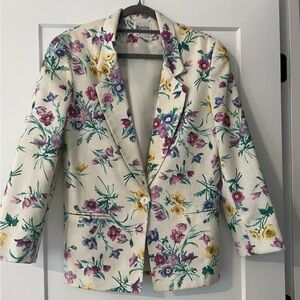 Barclay Square VTG Sex in the City linen look floral blazer jacket suit coat 8